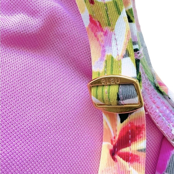 Bleu Rod Beattie 2 Piece Bikini Set Top Bottom Swimsuit Floral Gingham Size M/L - Picture 5 of 5